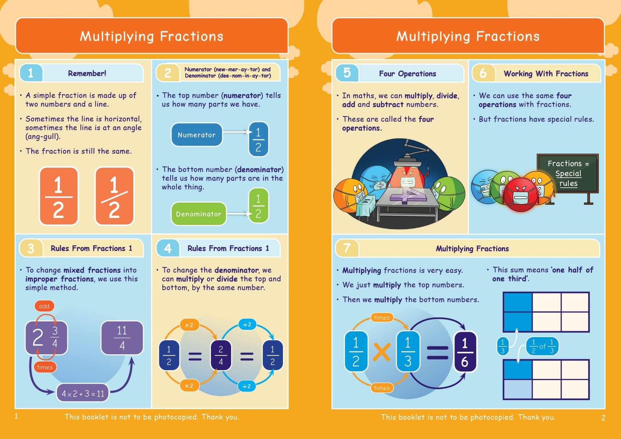 KS2 KS3 Maths: Fractions 2: Adding, Subtracting, Multiplying and ...